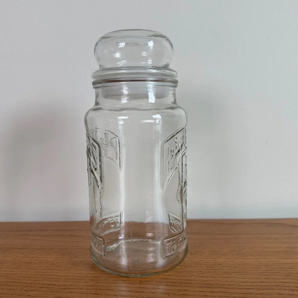 Planters Peanuts 75th Anniversary Glass Jar Mr‎ Peanut 1981 Collectible
